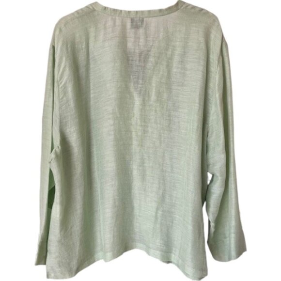 Eileen Fisher Woman Silk/Linen Blend Top Frog Closure - Lime Green - 2X* - Picture 5 of 9